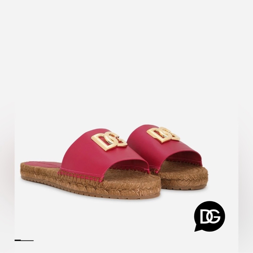 Dolce & Gabbana Red Espadrille Slides